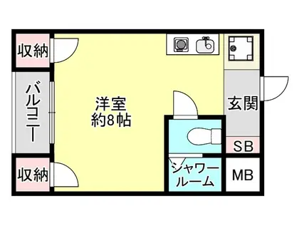 山田ハイツII豊新(ワンルーム/5階)の間取り写真