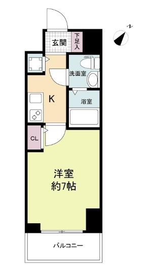 セレニテ神戸元町クレア(1K/3階)の間取り写真