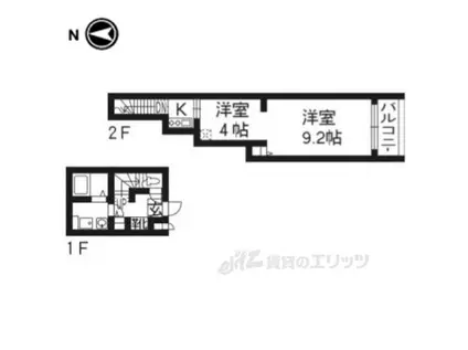 パラディース竹宇(1LDK/2階)の間取り写真