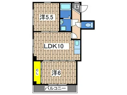 金子ビル(2LDK/3階)の間取り写真