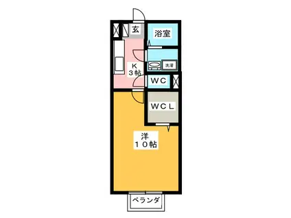 サニーヒル塚の台(1K/2階)の間取り写真