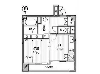 クリオ三田ラ・モード(1DK/9階)の間取り写真