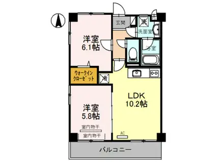 エステート高砂(2LDK/1階)の間取り写真