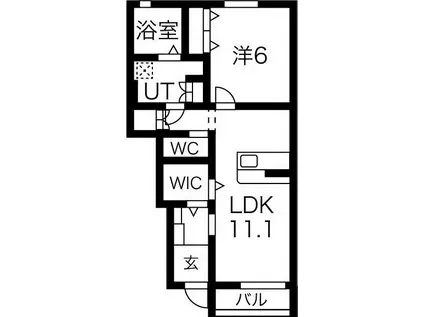 盛岡市東中野字見石(1LDK/1階)の間取り写真