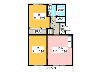 ティータウン葵(2LDK/1階)の間取り写真