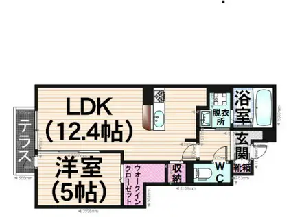 ディールーム中尾 弐番館(1LDK/1階)の間取り写真
