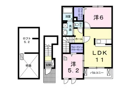 ブルックサイド摂津(1LDK/2階)の間取り写真