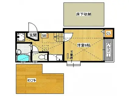コンフォートベネフィス箱崎2(1K/1階)の間取り写真