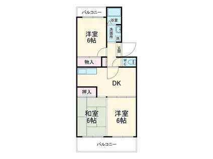 サンシティヒコタB-3(3DK/2階)の間取り写真