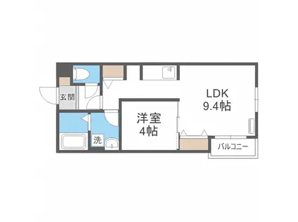 円山公園ビューアパートメント(1LDK/4階)の間取り写真