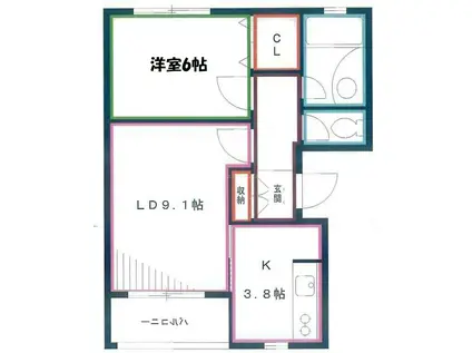 コリドー(1LDK/3階)の間取り写真