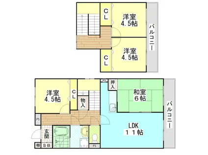 ハイツホロン(4LDK/4階)の間取り写真