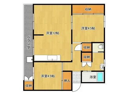 引地ビル(3DK/3階)の間取り写真