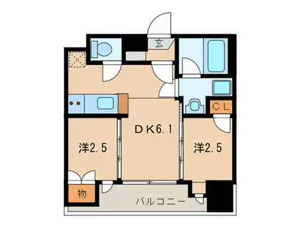 CRYSTAL&RESORT FUKUOKA(2DK/4階)の間取り写真