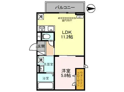 D-ROOM盛岡本宮 D棟(1LDK/2階)の間取り写真