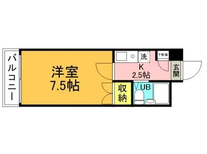 ビバーチェ堀越(1K/4階)の間取り写真