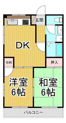エクセル西宮(2DK/3階)の間取り写真