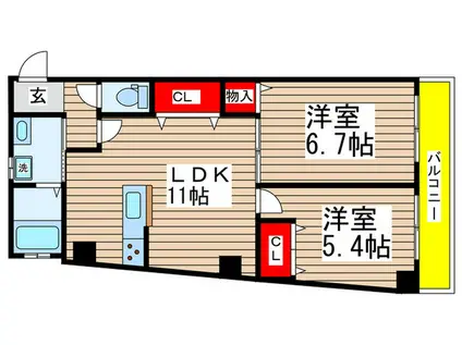 ドエル・シャンビエン(2LDK/1階)の間取り写真