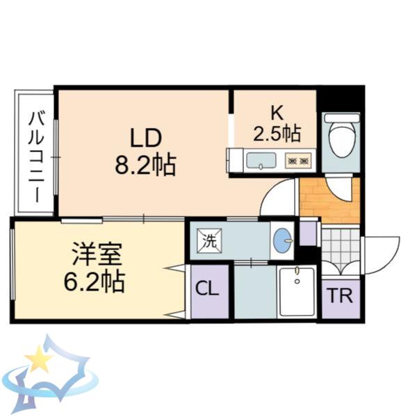 ラピス山の手(1LDK/3階)の間取り写真