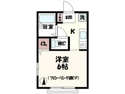 サンハウス(1K/1階)の間取り写真