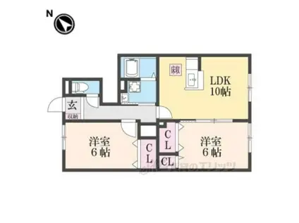 ボナールゲート1(2LDK/1階)の間取り写真