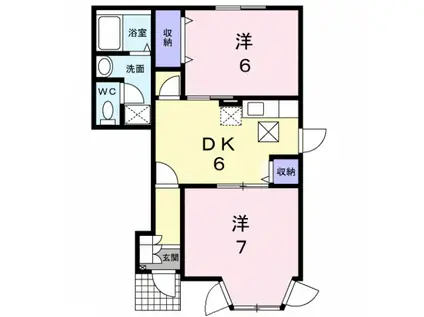 グリーンヒルズビラ A(2DK/2階)の間取り写真