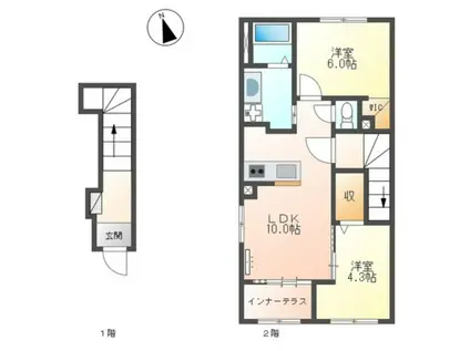 リッシュ(2LDK/2階)の間取り写真