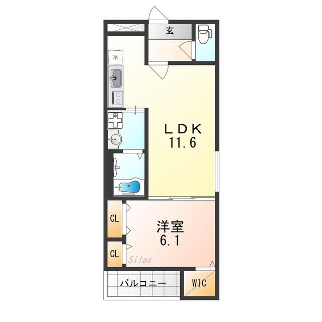 グランハイツ西喜(1LDK/3階)の間取り写真