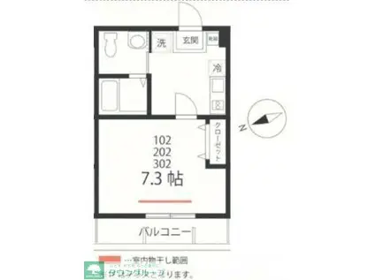 ハーミットクラブハウス衣笠IIA棟(1K/1階)の間取り写真