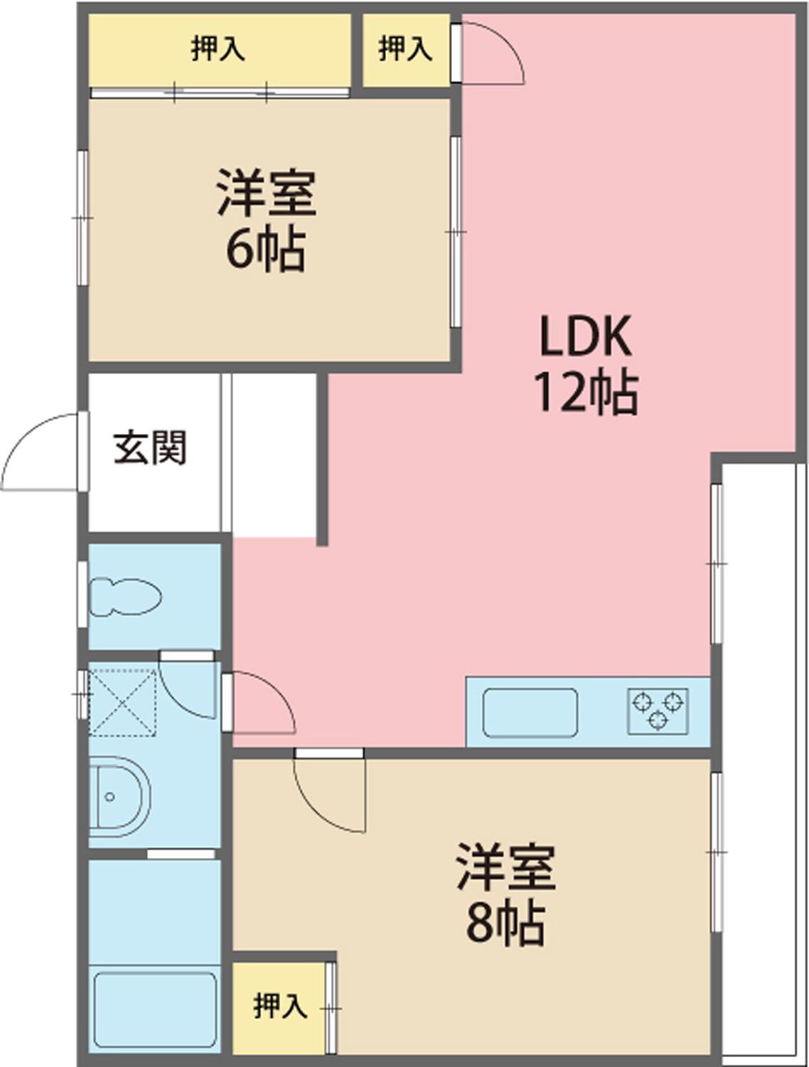 パークホーム敦賀(2LDK/1階)の間取り写真