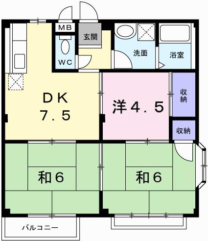 エルディム正木(3DK/2階)の間取り写真