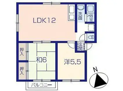 ラ・フォーレ・ヒロII(2LDK/2階)の間取り写真