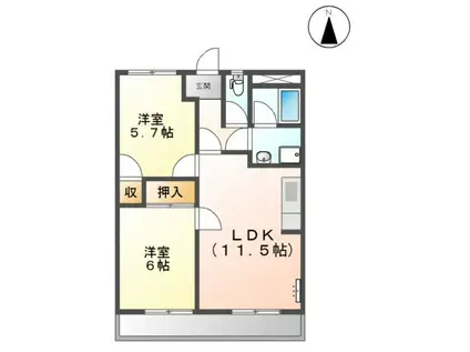 グリーンハイツ横川(2LDK/1階)の間取り写真
