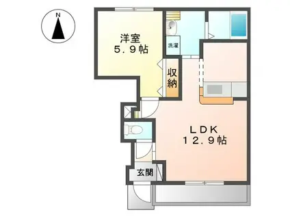 キャトルセゾン(1LDK/1階)の間取り写真
