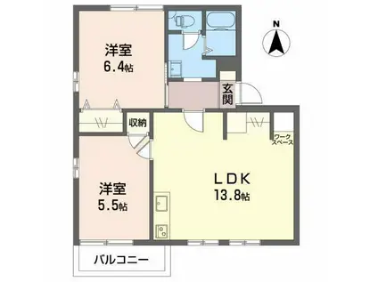 TOWNY HAYAKAWA A棟(2LDK/1階)の間取り写真