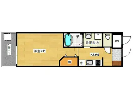 アクアシティ本川町(1K/10階)の間取り写真