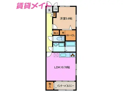 ヴァンクール(1LDK/1階)の間取り写真