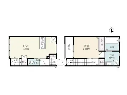 プレミアムアイランド下西(1LDK/1階)の間取り写真