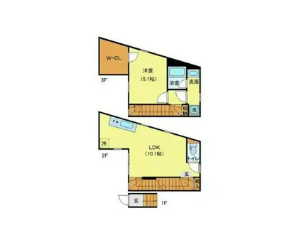 プライベートプレイス広尾(1LDK/2階)の間取り写真