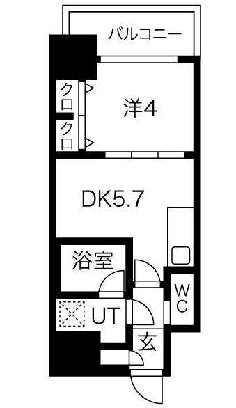 スプランディッド安土町(1DK/14階)の間取り写真