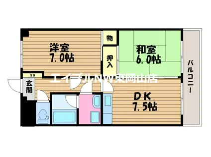 アリアE(2DK/3階)の間取り写真