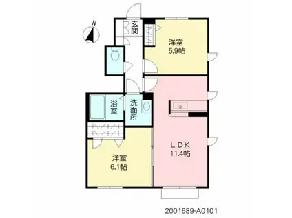 グリーンヒルズ五領(2LDK/1階)の間取り写真