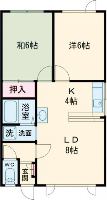ハウスナガタII(2LDK/2階)の間取り写真