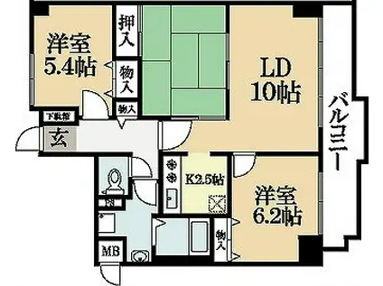 ラポート小林(3LDK/5階)の間取り写真