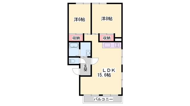 マンションSUI(2LDK/4階)の間取り写真