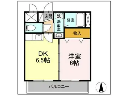 ティアレ高坂(1DK/2階)の間取り写真