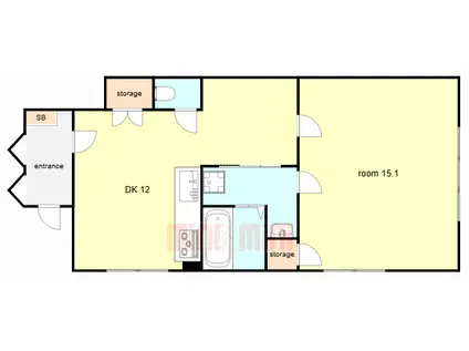 谷田ビル(1SDK/1階)の間取り写真