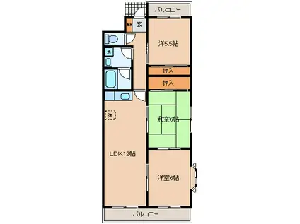 ビューカサディ(3LDK/2階)の間取り写真