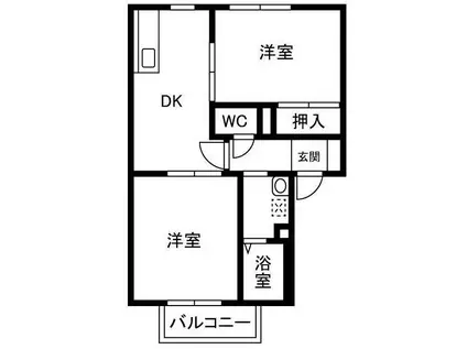 セゾンハトリ B棟(2DK/2階)の間取り写真