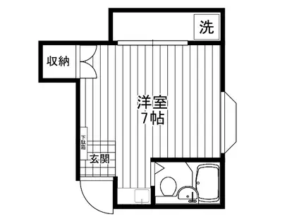 クゥインテット(ワンルーム/2階)の間取り写真